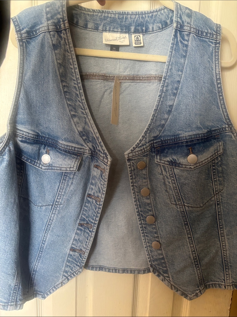 Light Wash Denim Vest with Button Front